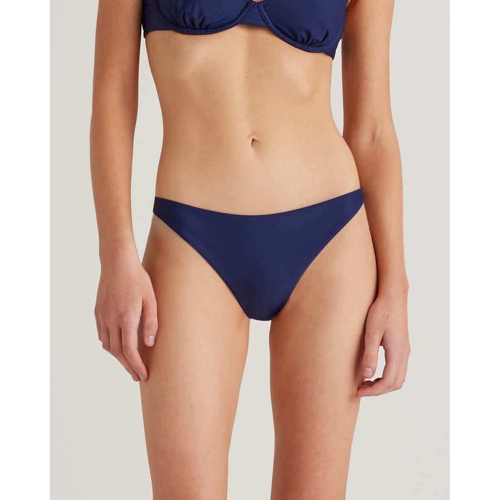 Quince Italian Low-Rise Bikini Bottom Deep Navy Blue Medium NWT